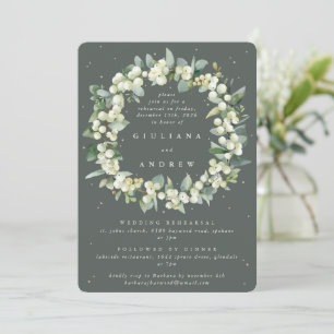Grijs Groen Snowberry+Eucalyptus trouwrepetitie Kaart
