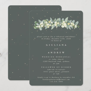 Grijs Groen Snowberry+Eucalyptus trouwrepetitie Kaart