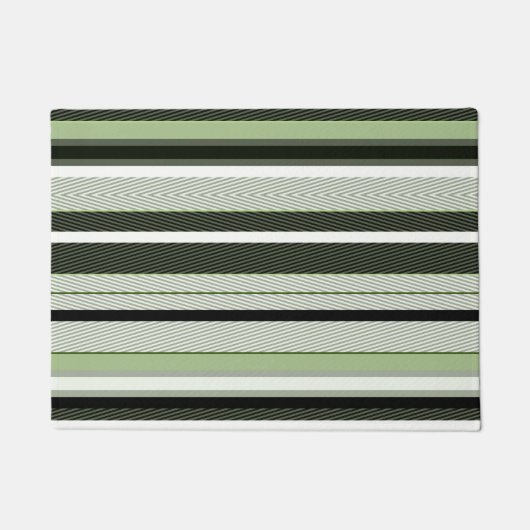 Grijs, groen, witte strepen. deurmat (Voorkant)