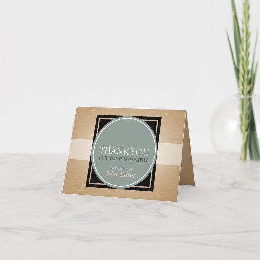 Grijs Groene Cirkel B Vierkante Labels Sympathie D Bedankkaart (Voorkant)