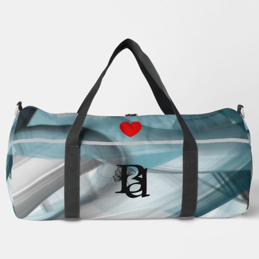 Grijs Grote Gym Bag Trend Abstracte Blauwe Oceaan Plunjezak (Voorkant)