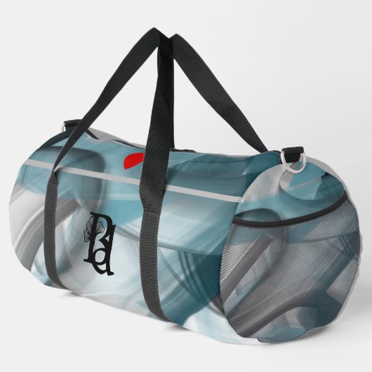 Grijs Grote Gym Bag Trend Abstracte Blauwe Oceaan Plunjezak (Rechterhoek)