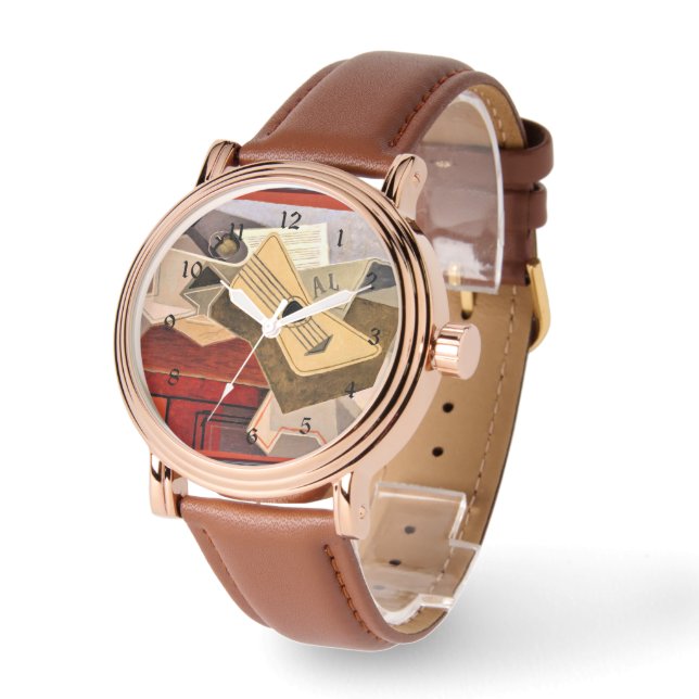 Grijs - Guitar & Newspaper Horloge (Hoek)