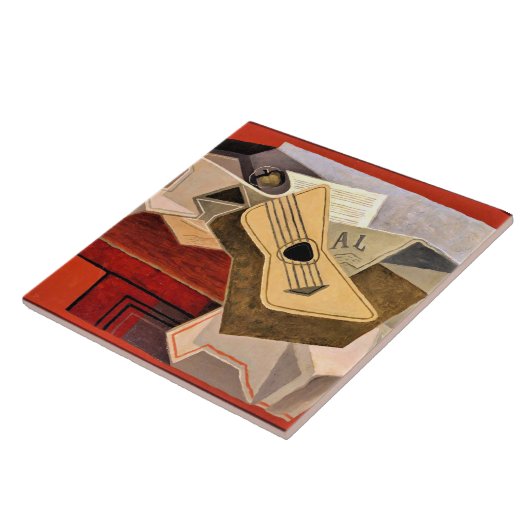 Grijs - Guitar & Newspaper Tegeltje (Zijkant)