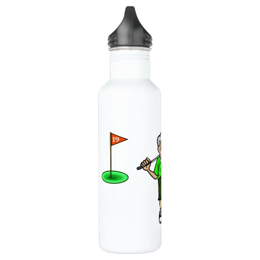 Grijs Haar Mannelijke Golfer Gepersonaliseerde Wat Waterfles (Links)