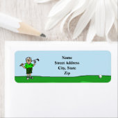 Grijs Haar Mannelijke Golfer Retouradres Label (Insitu)