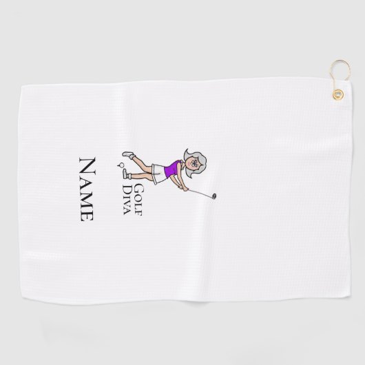 Grijs Haar Vrouw Golfer Golfhanddoek (Horizontaal)