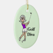Grijs Haar Vrouw Golfer Ornament (Rechts)