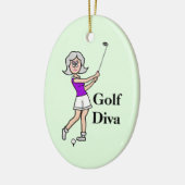Grijs Haar Vrouw Golfer Ornament (Links)