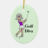 Grijs Haar Vrouw Golfer Ornament (Voorkant)