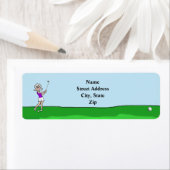 Grijs Haar Vrouw Golfer Retouradreslabel Etiket (Insitu)