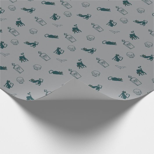 Grijs - Halloween Patroon Gift Wrap 💀 Cadeaupapier (Hoek)