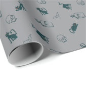 Grijs - Halloween Patroon Gift Wrap 💀 Cadeaupapier (Rol Hoek)
