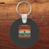Grijs Halloween Spinnenweb Zonsondergang Design_1 Sleutelhanger (Voorkant)