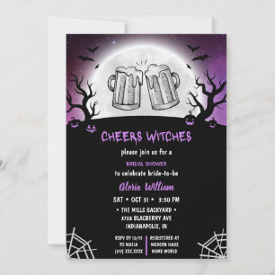 Grijs Halloween Vrijgezellenfeest - Cheers Witches Kaart