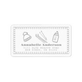 Grijs handgetekend après bébé Baby shower adres Etiket (Voorkant)