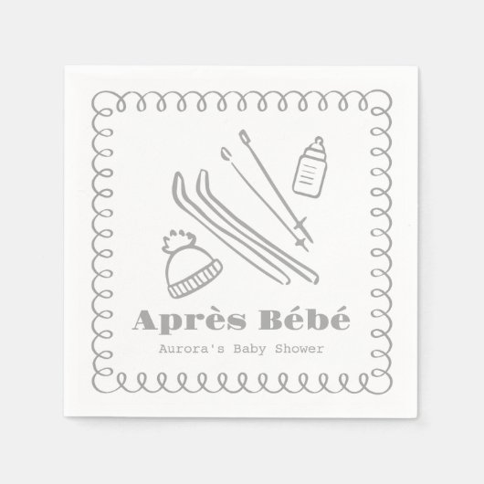 Grijs handgetekend après bébé Baby shower Servet (Voorkant)