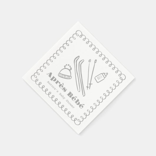 Grijs handgetekend après bébé Baby shower Servet (Hoek)