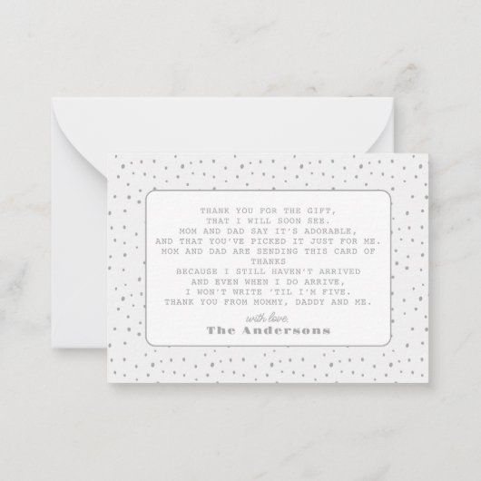 Grijs handgetekende après bébé Baby shower Bedankt Notitiekaartje (Achterkant)