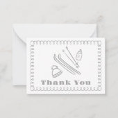 Grijs handgetekende après bébé Baby shower Bedankt Notitiekaartje (Voorkant)