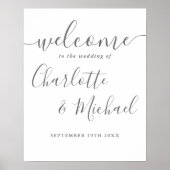 Grijs Handtekening Script Bruiloft Welkomstbord Poster (Voorkant)