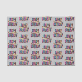 Grijs Happy Birthday Regenboog kinder kleur Tissuepapier