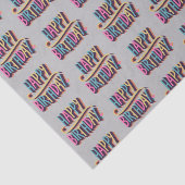 Grijs Happy Birthday Regenboog kinder kleur Tissuepapier (Detail)