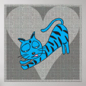 Grijs Hart Blauw Kat Print (Voorkant)