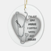 Grijs Hart LPN Verpleegster Keramisch Ornament (Links)