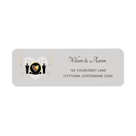 Grijs Hart Mannelijk Bruiloft | Label retouradres (Voorkant)