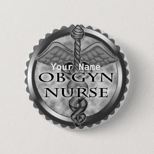Grijs hart ObGyn Nurse Ronde Button 5,7 Cm