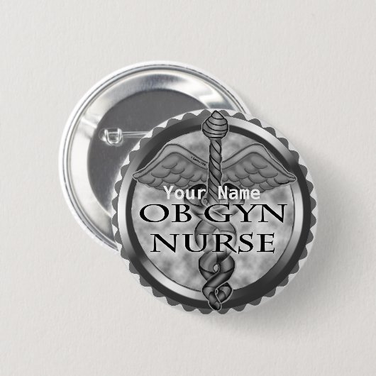 Grijs hart ObGyn Nurse Ronde Button 5,7 Cm (Voorkant /achterkant)