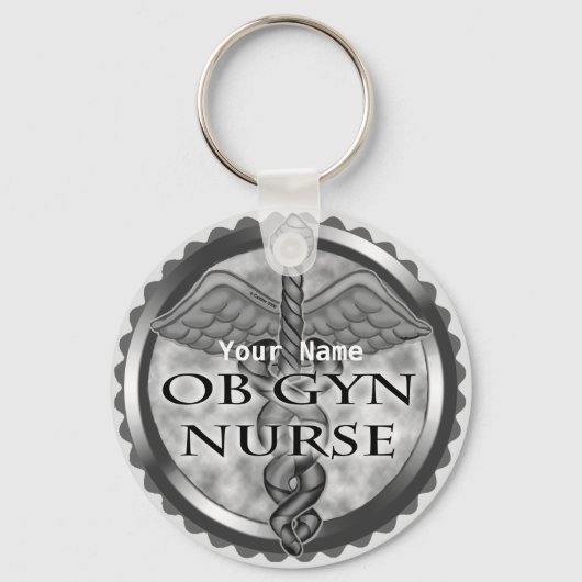Grijs hart ObGyn Nurse Sleutelhanger (Voorkant)