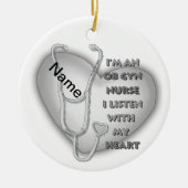 Grijs Hart van Gyn Nurse Keramisch Ornament (Voorkant)