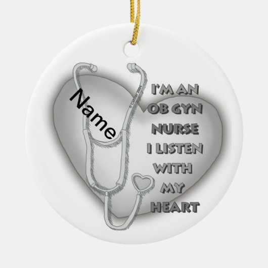 Grijs Hart van Gyn Nurse Keramisch Ornament (Voorkant)
