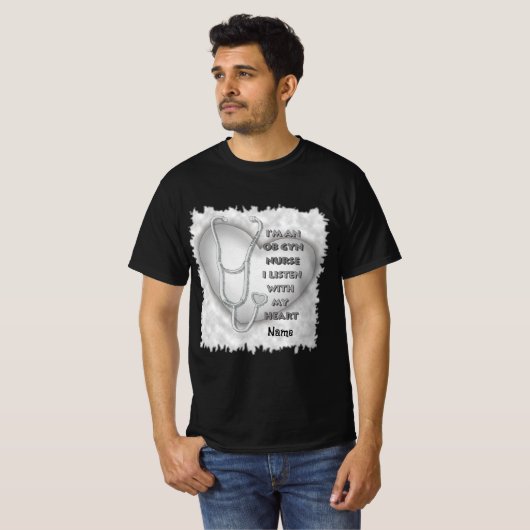 Grijs Hart van Gyn Nurse T-shirt (Voorkant volledig)