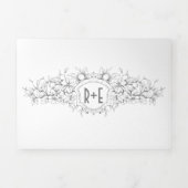 grijs heraldisch kam, initialen bruiloft drieluik uitnodiging (Cover)