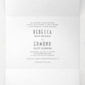  grijs heraldisch kam, initialen bruiloft drieluik uitnodiging (Binnenkant midden)