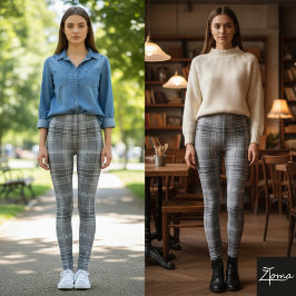 Grijs herhalend middelgroot ruitpatroon leggings