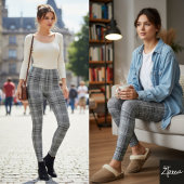 Grijs herhalend middelgroot ruitpatroon leggings