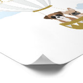 Grijs Hete Luchtballon Puppies Kwekerij Decor Post Poster (Hoek)