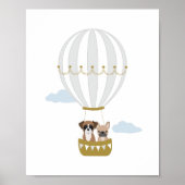 Grijs Hete Luchtballon Puppies Kwekerij Decor Post Poster (Voorkant)