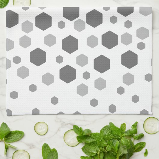 Grijs Hexagons Patroon. Theedoek (Gevouwen)