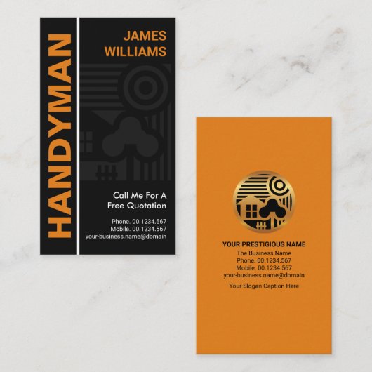 Grijs Home Motief Bouw Handyman Visitekaartje (Voorkant / Achterkant)