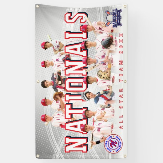 Grijs Honkbal Team Banner - Gepersonaliseerd (Verticaal)