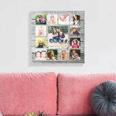 Grijs Hout 13 Fotocollage Familienaam Keepsake Canvas Afdruk (Insitu (Woonkamer))