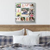 Grijs Hout 13 Fotocollage Familienaam Keepsake Canvas Afdruk (Insitu (Slaapkamer))