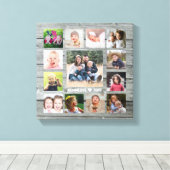Grijs Hout 13 Fotocollage Familienaam Keepsake Canvas Afdruk (Insitu (Houten vloer))