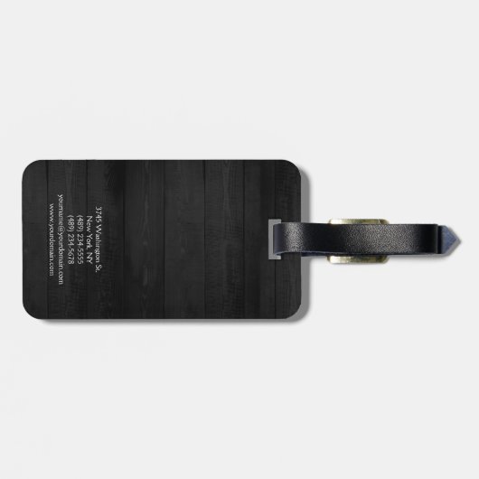 Grijs Hout Achtergrond Bagagelabel (Achterkant horizontaal)