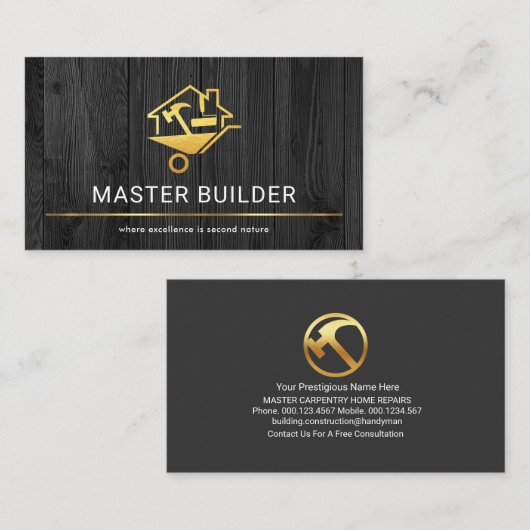 grijs hout — Carpentry Handyman Visitekaartje (Voorkant / Achterkant)